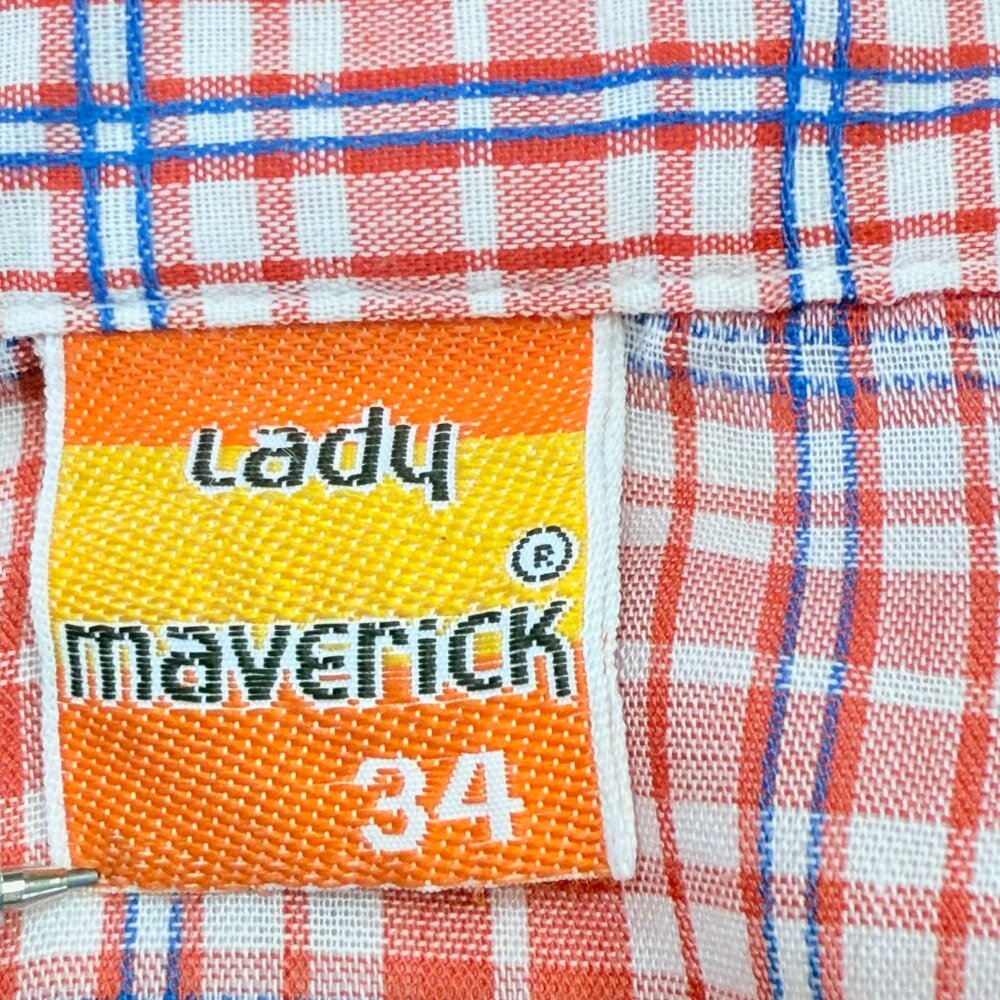 80's Lady Maverick Red Plaid Long Sleeve Button-Up Shirt Size 34 – Cotton Blend - Picture 3 of 9